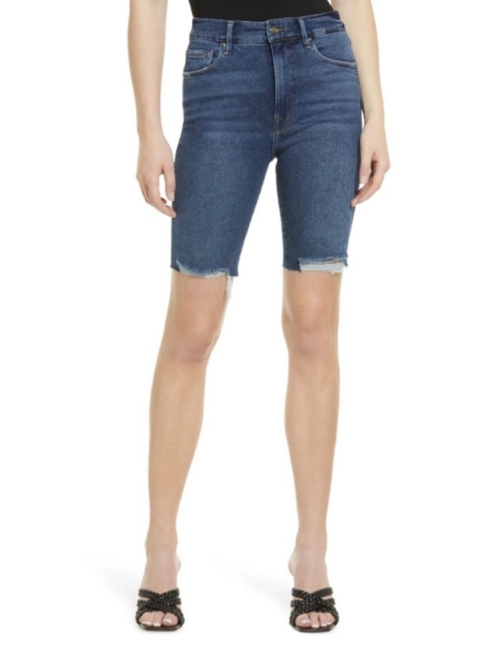 GOOD AMERICAN Good Bermuda High Waist Shorts in Blue855 - 25